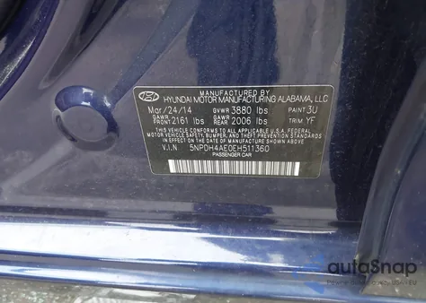 2014 Hyundai Elantra Se из США, поврежденный, VIN 5NPDH4AE0EH511360